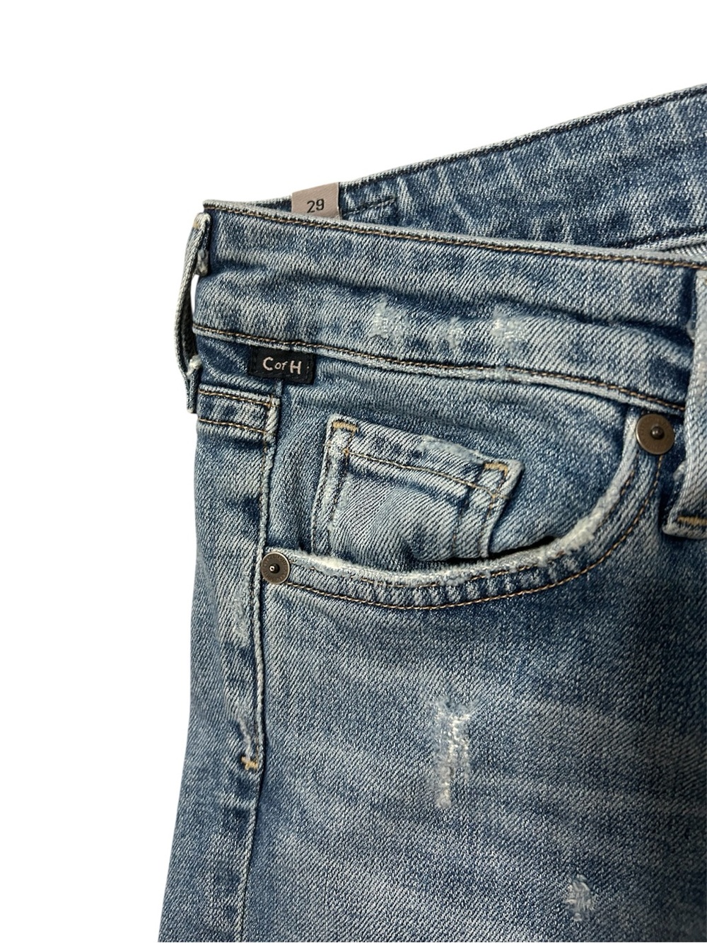 Citizens of Humanity Racer Low Rise Skinny Distressed Medium Wash Denim Jeans - Picture 3 of 15